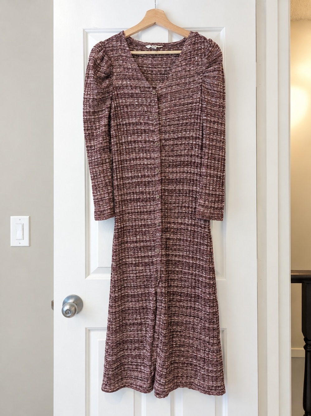 Slowlove Burgundy Knit Maxi Dress Boho Whimsigoth Cottagecore Long Sleeve S